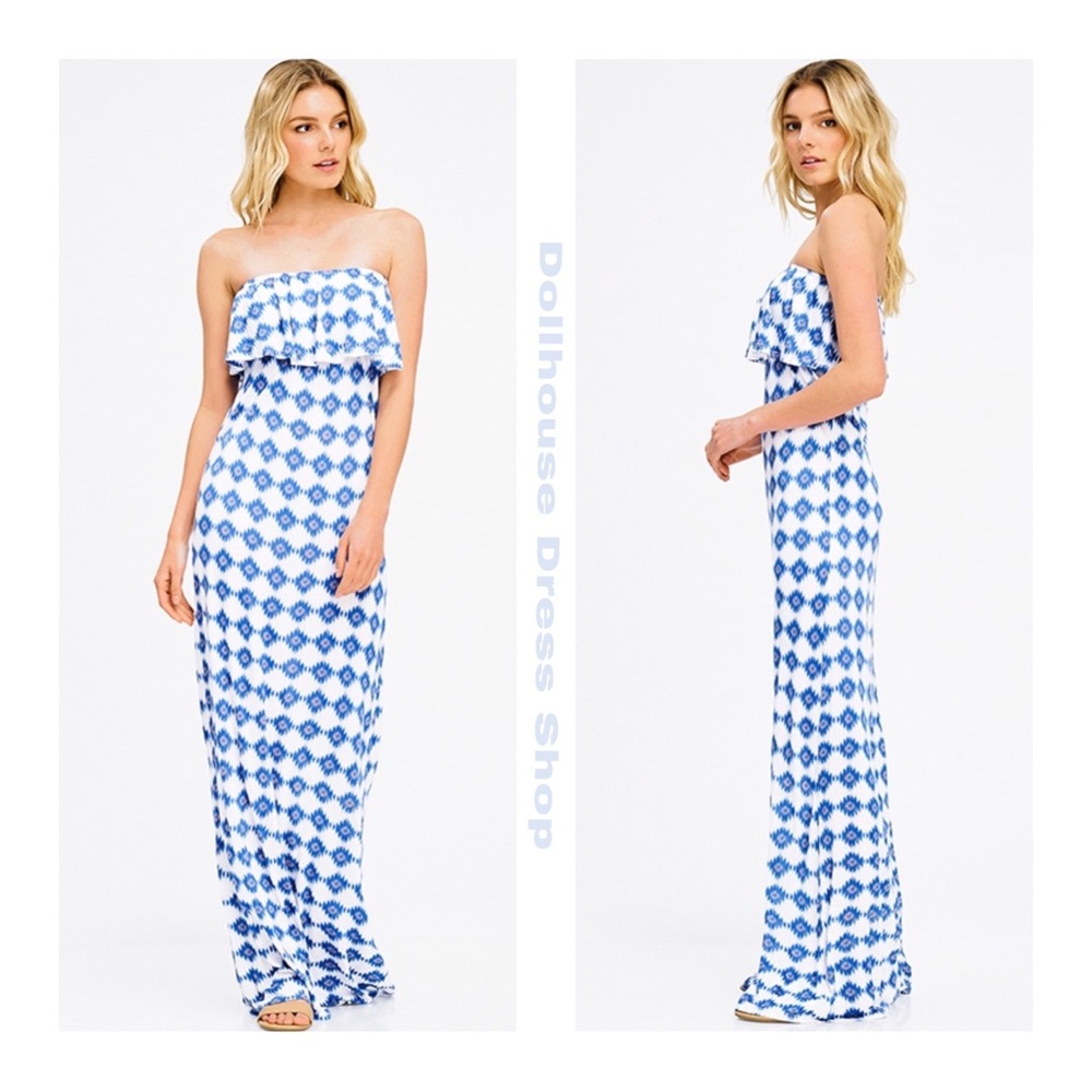 Last 1❗️Give me Sun Blue print Boho Maxi Dress - Picture 6 of 8